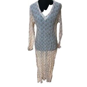 Good‎ Earth Philosophy Sheer Crinkle Floral Dress Size S Petite Boho Cottagecore